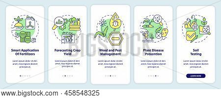 Increased Crop Yield Onboarding Mobile App Screen. Agribusiness Walkthrough 5 Steps Editable Graphic
