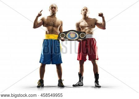 2 Two Professional Box Figters Isolated On The White Background