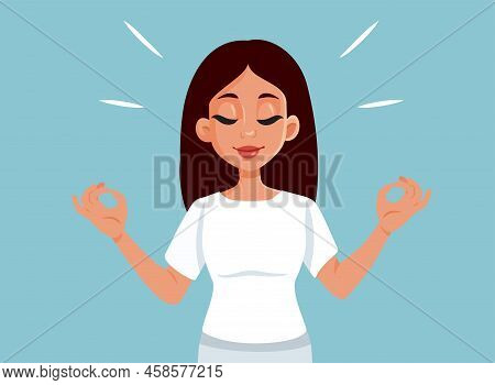 Calm Woman Feeling Relaxed And Serene Vector Cartoon Illustration