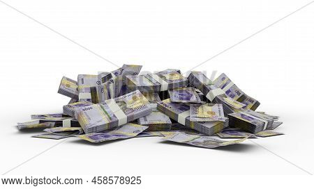 3d Stack Of Angolan Kwanza Notes Isolated On White Background