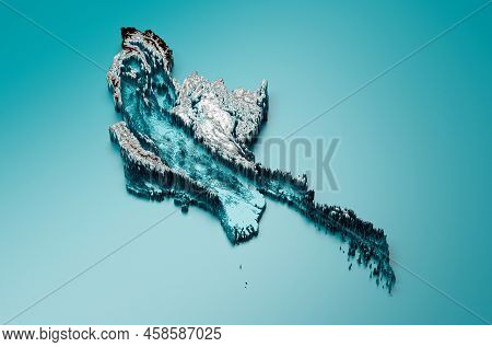 Topographic Myanmar Burma Map Hypsometric Elevation Tint Spectral Shaded Relief Map 3d Illustration