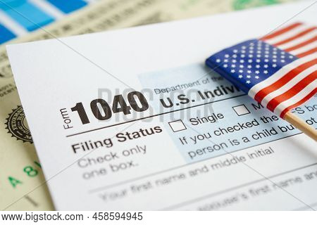Tax Form 1040 U.s. Individual Income Tax Return, Business Finance Concept.