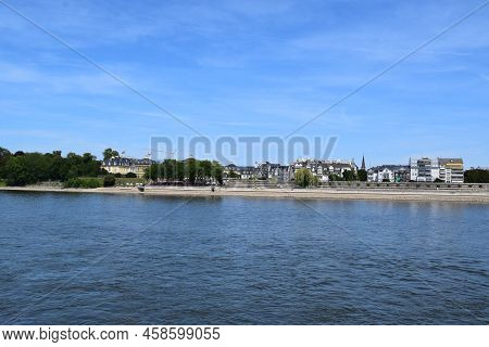 Rhine Waterfront Of Neuwied With Old Town And The Flood Prevention Wall