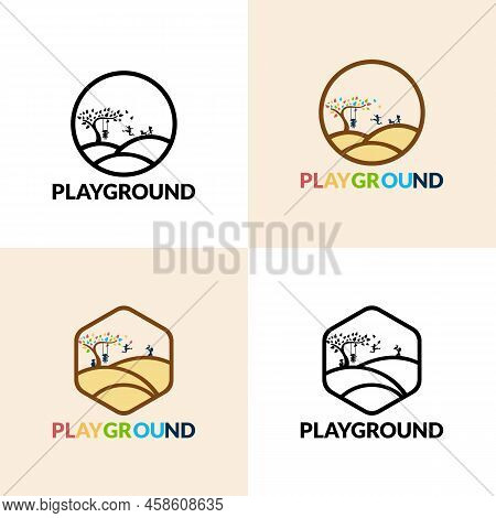 Playground Vector Logo Illustration. Playgroup, Preschool, Kindergarten Logo Template