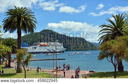 Picton, New Zealand -  December 30, 2016; Waterfront In Mid Summer, New Zealand.