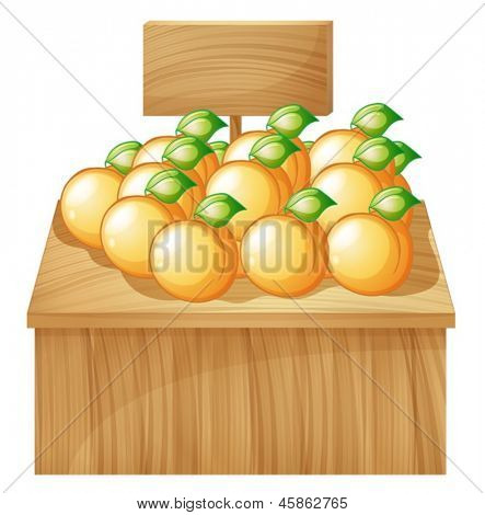 Illustration av en fruitstand med Tom skylt på en vit bakgrund