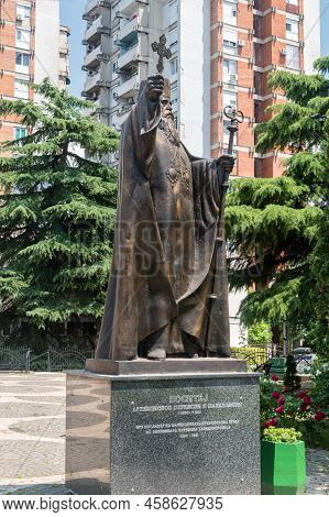 Skopje, North Macedonia - June 5, 2022: Statue Of Dositej Ii, Archbishop Of Ohrid And Macedonia.