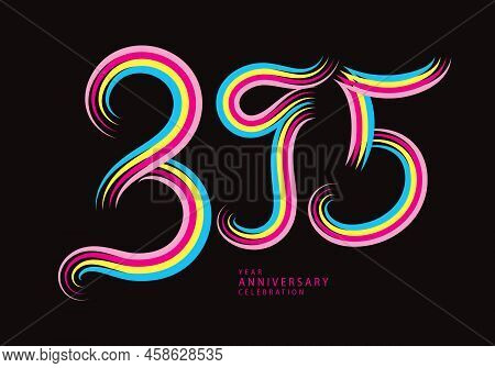 395 Number Design Vector, Graphic T Shirt, 395 Years Anniversary Celebration Logotype Colorful Line,