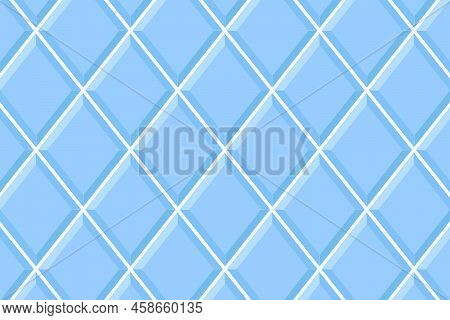Blue Rhombus Tile Seamless Pattern. Interior Or Exterior Diamond Mosaic Surface. Bathroom Or Toilet 