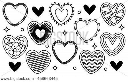 Hand drawn hearts doodles set vector. This logo can be easily applied to your company's needs, can b