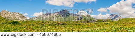 Panoramic View From Petit Saint Bernard Pass From Savoy, France