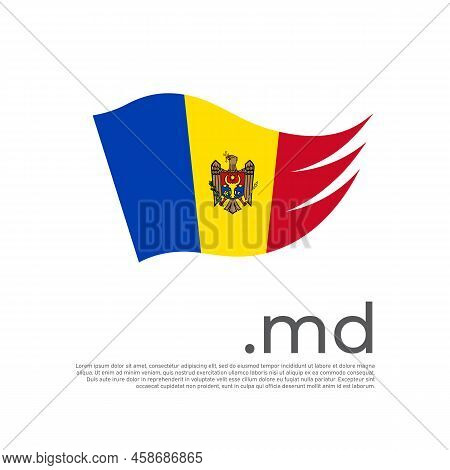 Moldova Flag. Vector Stylized Design National Poster On A White Background. Moldavian Flag Painted W