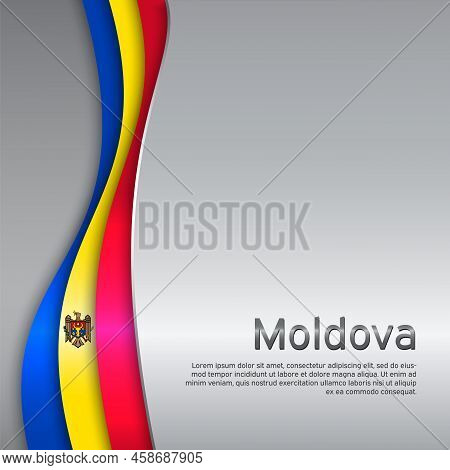 Abstract Waving Moldova Flag. State Patriotic Moldavian Cover, Flyer. Creative Background For Moldov