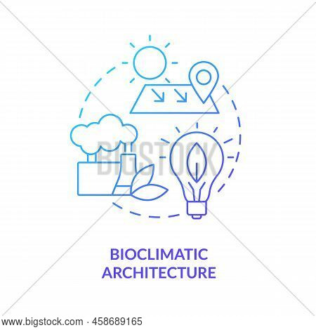 Bioclimatic Architecture Blue Gradient Concept Icon. Local Climate. Net Zero Design Approach Abstrac
