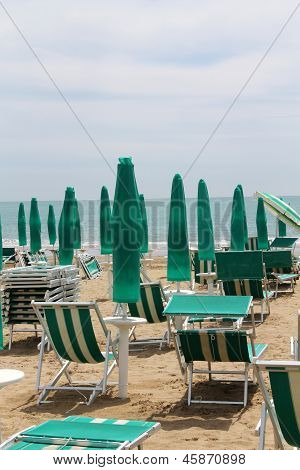 Deck Chairs On The Beach