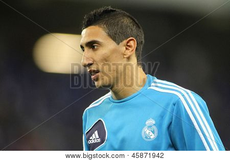 BARCELONA - 11 mei: Angel Di Maria van Real Madrid vóór de Spaanse Liga match tussen Espanyol 
