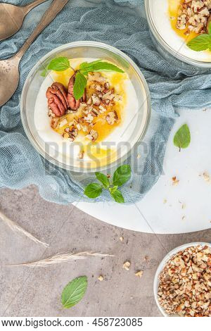 Natas Do Ceu Is A Traditional Portuguese Dessert Made With Cream, Eggs And Biscuits Decorated With P