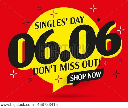 06.06 Sale Label. Single Day Sale Sticker Vector Illustration. Special Shopping Offer Advertisement.