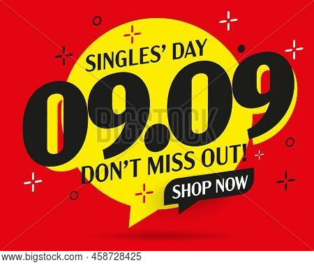 09.09 Sale Label. Single Day Sale Sticker Vector Illustration. Special Shopping Offer Advertisement.