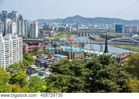 Panoramic Cityscape Of Seoul, Capital Of South Korea