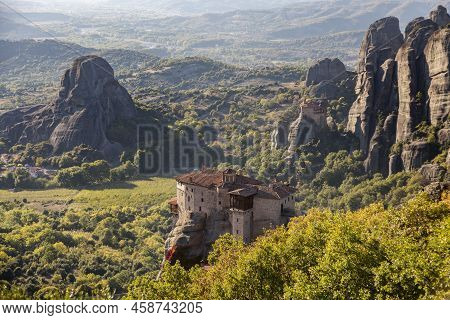 Beautiful Scenic View, Orthodox Monasteries Of St. Rousanou And St. Nicholas Anapausas, Immense Mono
