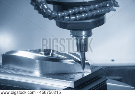 The Machining Center Finish Cut The Mold Part By Barrel Tool. The Mold And Die Manufacturing Concept