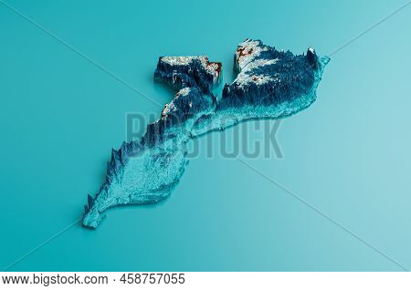 Topographic Mozambique Map Hypsometric Elevation Tint Spectral Shaded Relief Map 3d Illustration