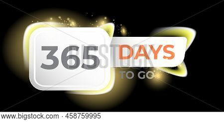 365 Days To Go Countdown Black Modern Horizontal Banner Design Template. 365 Days To Go Sale Announc