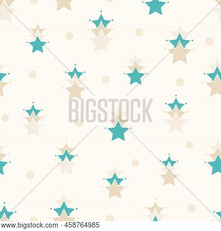 Vector Green Brown Confetti Stars Isolated On White Abstract Repeat Pattern Background