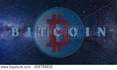 Images Of The Bitcoin Logo On A Digital Background. 3d Illustrations.