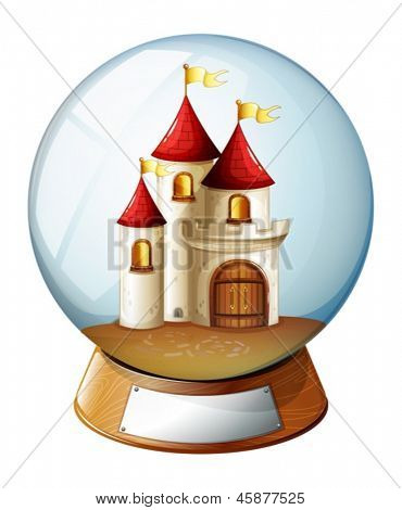 Ilustração de uma cúpula com um castelo em um fundo branco
