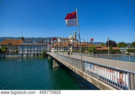 Bridge Over The River Aare In The City Of Solothurn - Solothurn, Switzerland Europe - July 14, 2022
