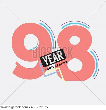 98th Years Anniversary Logo Birthday Celebration Abstract Design Vector Illustration. Eps 10