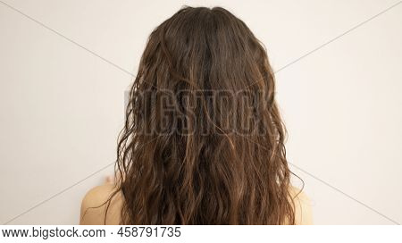 Curly Brunette Girl With Natural Curly Hair. Wavy Curls, Cgm