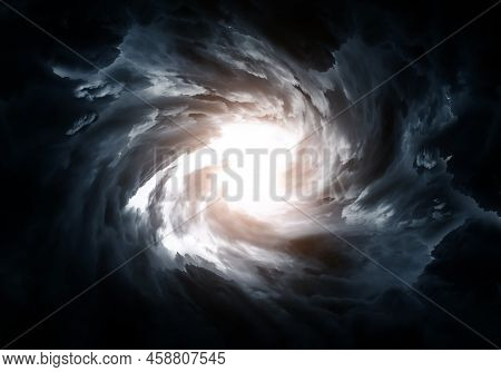 Blurred Whirlwind In The Dramatic Stormy Clouds