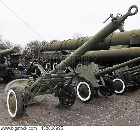 Kiev, Ukraine December 10, 2020: Mortar Mt-13 Caliber 160mm At The Museum Of Military Equipment For 