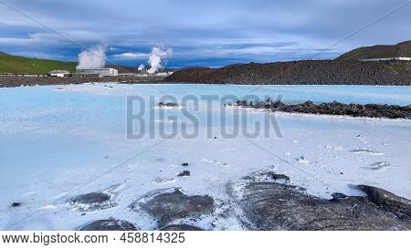 View At The Geothermal Park Of Blue Lagoon In Iceland
