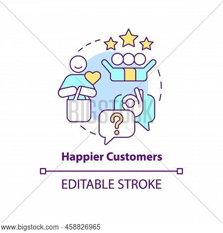 Happier Customers Concept Icon. Satisfaction Level. Tracking Customer Engagement Abstract Idea Thin 