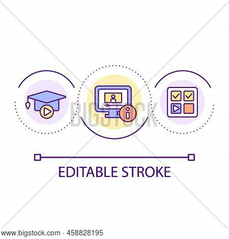 Interactive Video Lessons Loop Concept Icon. Video Tutorials To Students Abstract Idea Thin Line Ill