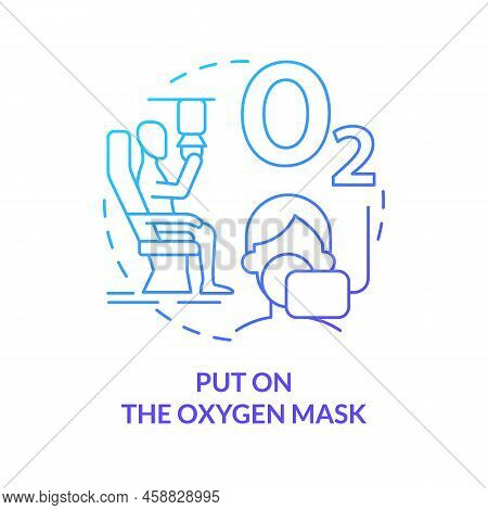 Put On Oxygen Mask Blue Gradient Concept Icon. Surviving Aviation Accident Abstract Idea Thin Line I
