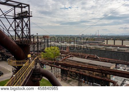 Ostrava, Czech Republic - September 23, 2020: Very High Construction And Platform In Dolni Vitkovice