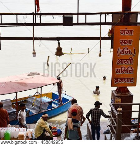 Garh Mukteshwar, Uttar Pradesh, India - June 11 2022 - People Are Taking Holy Dip On The Occasion Of