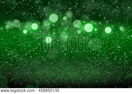 Green Nice Sparkling Abstract Background Glitter Lights With Sparks Fly Defocused Bokeh - Celebrator
