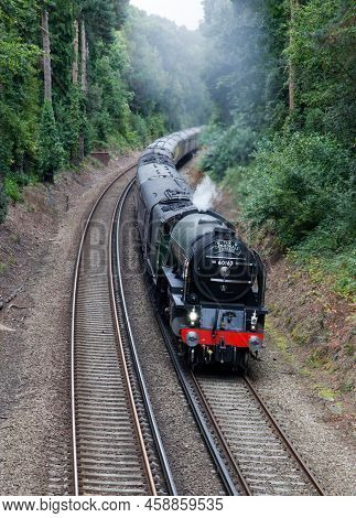 Steam Locomotive Number 60163 Tornado Pulls A Special Train On The Mainline Railway Near Bournemouth