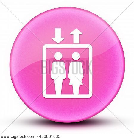 Lift Sign Eyeball Glossy Elegant Pink Round Button Abstract Illustration