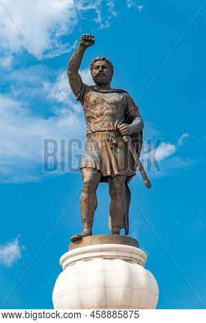 Skopje, North Macedonia - June 5, 2022: Statue Of Philip Ii Of Macedon, Father Of Alexander The Grea