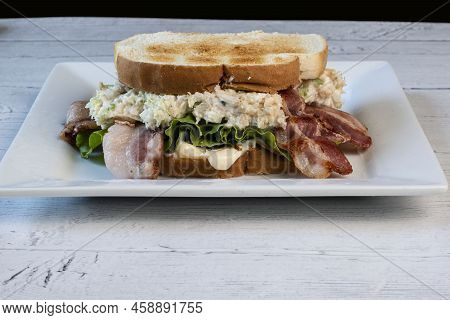 Chicken Salad Sandwich  With Lettuce And Bacon