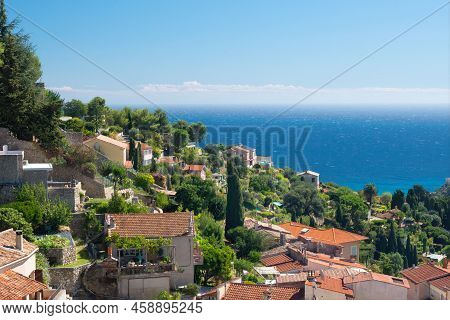 View Of The Sea And The Cote D'azur From The Fortress Of The Ancient Castle In Roquebrune-cap-martin