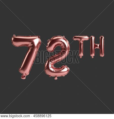 3d Illustration Of 72th Metal Rose Balloons Isolated On Black Background