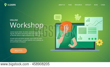 Online Workshop Website Vector Template Mock Up